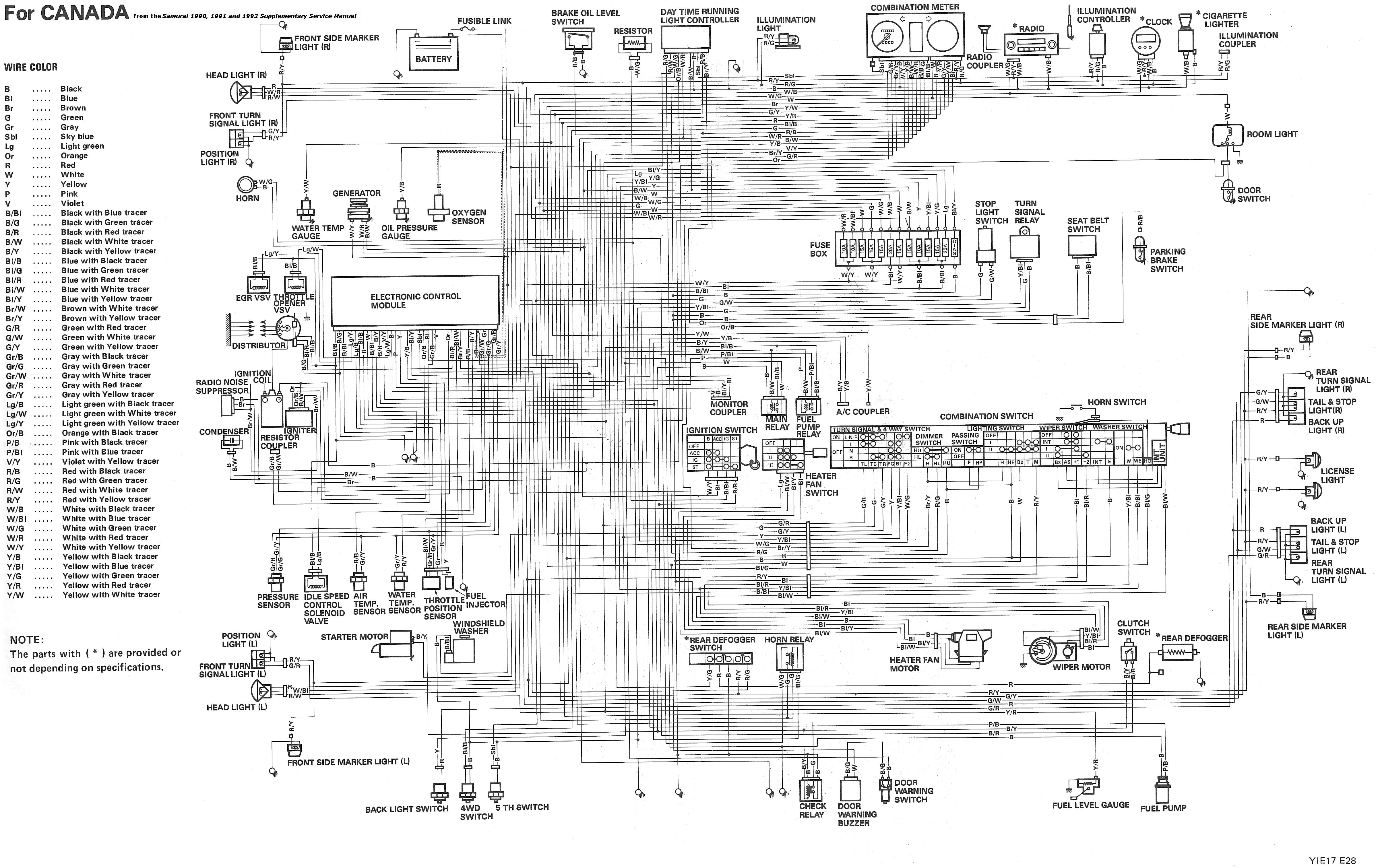 Wiring Diagram For Canada, 1990–92