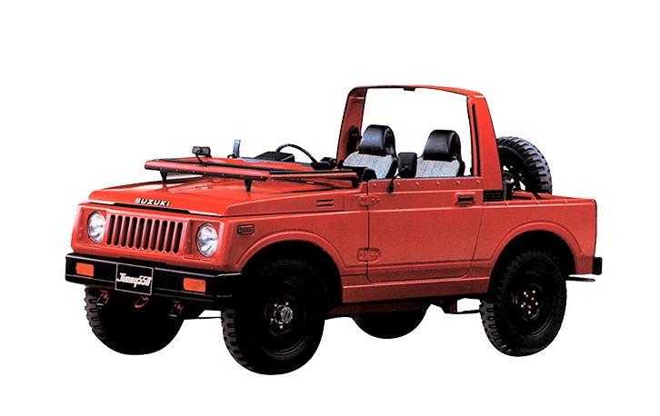 Jimny 550 — красный со сложенным лобовым