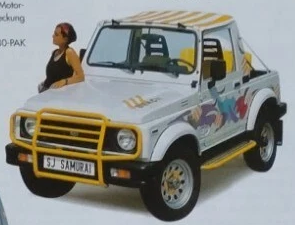 Beach: многоцветные фигуры на белом Cabrio, жёлтые защита, подножки и диски
